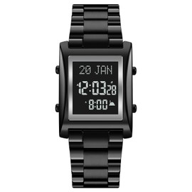 SKMEI 1815 Muslim Digital Watch for Prayer Qibla Compass Hijri Calendar Quran Bookmark City Selection Function Date Week Alarm Backlight 30M Waterproof Men Azan Watches Islamic Wristband Men's Gifts