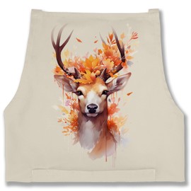 Shirtracer - Apron - Compatible with Oktoberfest Party Cooking Apron - Deer Antlers Deer Antlers Deer Motif Gift Hunter Hunting, 01 natural white