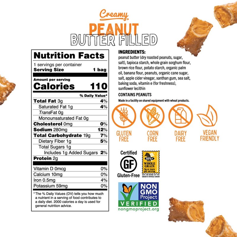 Quinn Peanut Butter Filled Nugget Single Serve 1.5 Oz Bags,