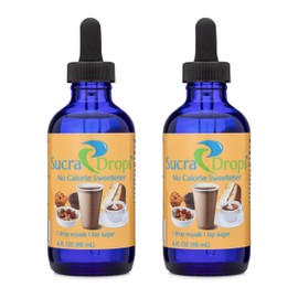 SucraDrops 2-4 oz Bottles of Premium Liquid Sucralose Sweetener, 1,180 Servings x 2 drops per serving size, totaling 2,360 drops each
