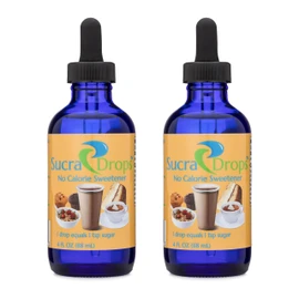SucraDrops 2-4 oz Bottles of Premium Liquid Sucralose Sweetener, 1,180 Servings x 2 drops per serving size, totaling 2,360 drops each