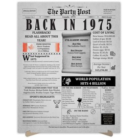 50th Birthday Party Decorations Poster - 50 Years Ago Anniversary Card for Women and Men. Back In 1975 Home Decor Supplies for Her or Him Turning 50 Years Old. 11 x 14 In Birthday Retro Card
