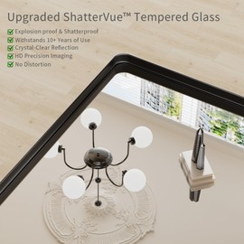 Koonmi Black Wall Mirror for Bathroom, 24x36 Inch Matte Deep Framed Rounded Rectangle Vanity Mirror for Farmhouse Living Room, Tempered Glass, Anti-Rust, Vertically or Horizontally