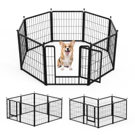 Dog Playpen 24 Inch 8 Panles, Ideal Dog Fence for Puppy/Small Dogs Indoor & Outdoor Bliss, Perfect Dog Pen for Camping, Yard, RV, Garden Fence, Black