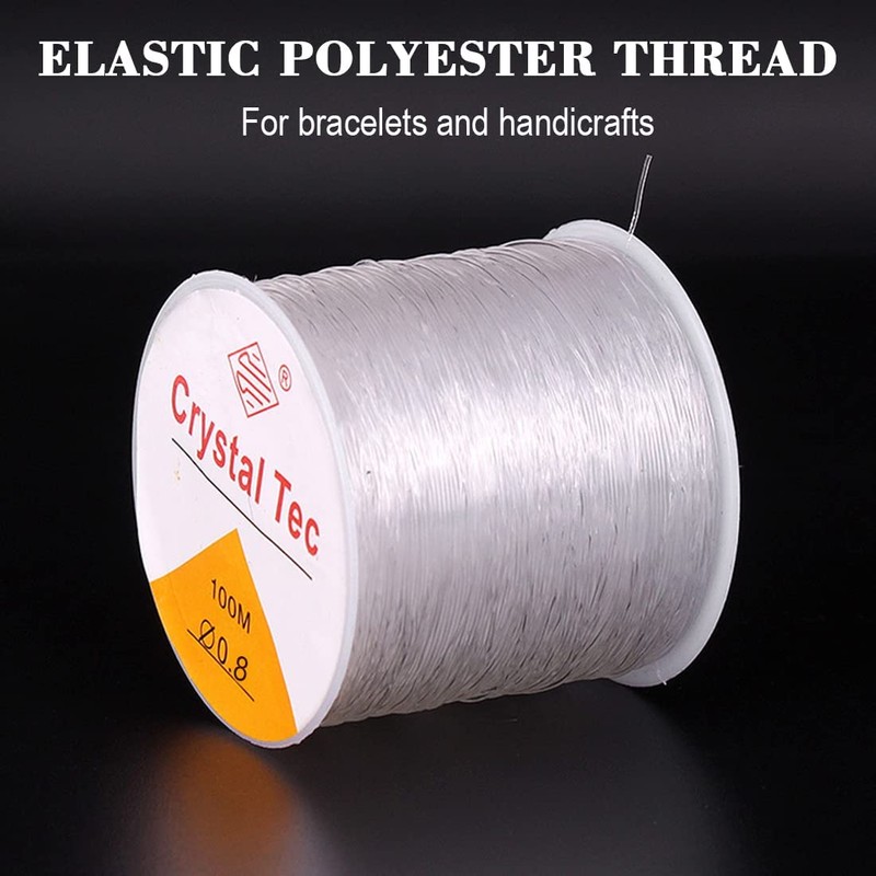Quesuc 2pcs Elastic Polyester Thread for Bracelets and Crafts 0.8mm