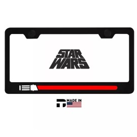 darktech STARWARS Red Lightsaber Metal License Plate Frame | Dark Side Darth Vader