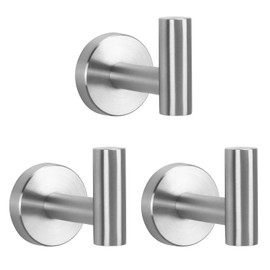 NearMoon Bath Towel Hooks- SUS 304 Stainless Steel Robe Hook Holder, Heavy Duty Coat Hook for Bathroom Livingroom Hotel Kitchen Garage, Wall Mounted (Brushed Nickel, 3 Pack)
