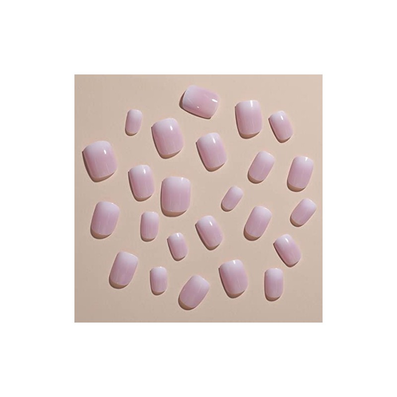 JUSTOTRY 24 Pcs Nude Solid Short False Nails Pattern,Gradient Beige