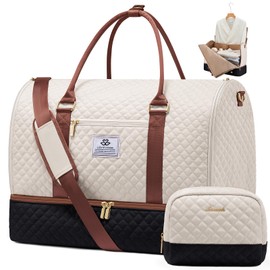 LOVEVOOK Convertible Garment Bag for Women with Shoe Pouch, Carry On Travel Duffel Bag with Toiletry Bag, 2 in 1 Hanging Suitcase Suit Bag, Waterproof Weekender Bag for Business Trip, Wedding, 2Pcs