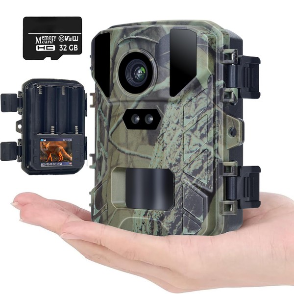 CAMVILD Mini Trail Camera 24MP 1080P, Game Hunting Camera with