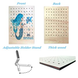 RORANIC Earring Holder Stand for Girls,Nursery Decor Earrings Organizer Wood Jewelry Rack Display for Kids,Cute Design Jewelry Holder Stand for Earrings Ear Studs Necklaces Rings (Little Mermaid)