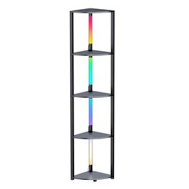 Intekit 5 Tiers Corner Shelf with Smart Light Tall Display Shelf for Collectibles Control, White and Color Ambiance App, Alexa, Remote Control Floor Lamp for Home Décor, Living Room, Bedroom.