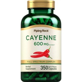 Piping Rock Cayenne Pepper Capsules | 600mg | 350 Count | Herbal Supplement | by Piping Rock