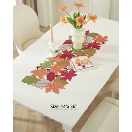 Fall Decorations for Home Fall Table Runner 36 Inches Long with Embroidered Maple Leaf. Thanksgiving Decorations for Dining Room Kitchen Table Seasonal Holiday Harvest Party Decor