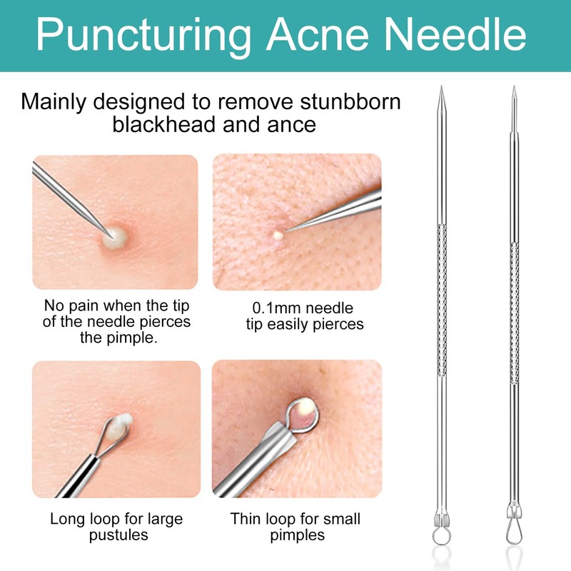 iCovalescent Pack of 7 Blackhead Remover, Pimple Squeezing Tool, High-Quality