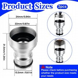 Giantree 2 Pack Dishwasher Faucet Adapter with Aerator, Inner Diameter Portable Dishwasher Faucet Adapter Kitchen Faucets Fittings Hose Adapters for 15/16-27 Male or 55/64-27 Famale(Silver)
