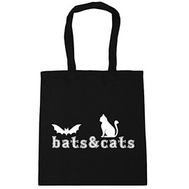 Hippowarehouse Bats and Cats Tote Shopping Gym Beach Bag 42cm x38cm, 10 litres