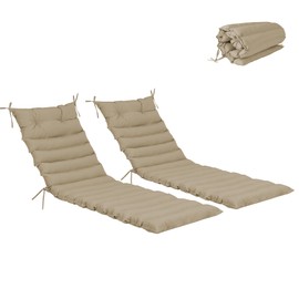 Only choice Chaise Lounge Cushions Replacement Waterproof Outdoor Lounge Chair Cushion with Ties for Garden Lawn Pool Patio Furniture 73”L × 24”W (Beige)