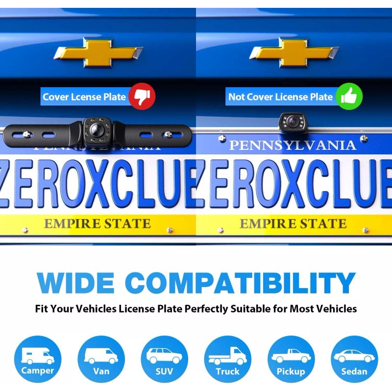 ZEROXCLUB Backup Camera Kit Rear View Camera HD 7 inch