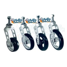 Wheelchairparts.Net ALUMINUM CASTER FORK (SILVER) ASSEMBLY WITH WHEELS. CHOOSE YOUR WHEEL SIZE - Silver Fork With 4x1.4 Silver Wheel