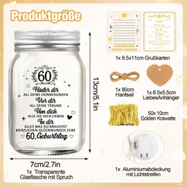 Shining She 60th Birthday Woman Man LED Bottle Light Money Gifts Birthday Gifts for 60th Birthday Woman 60th Birthday Gift Money Gifts Packaging Light Bottle Gift Ideas Decoration