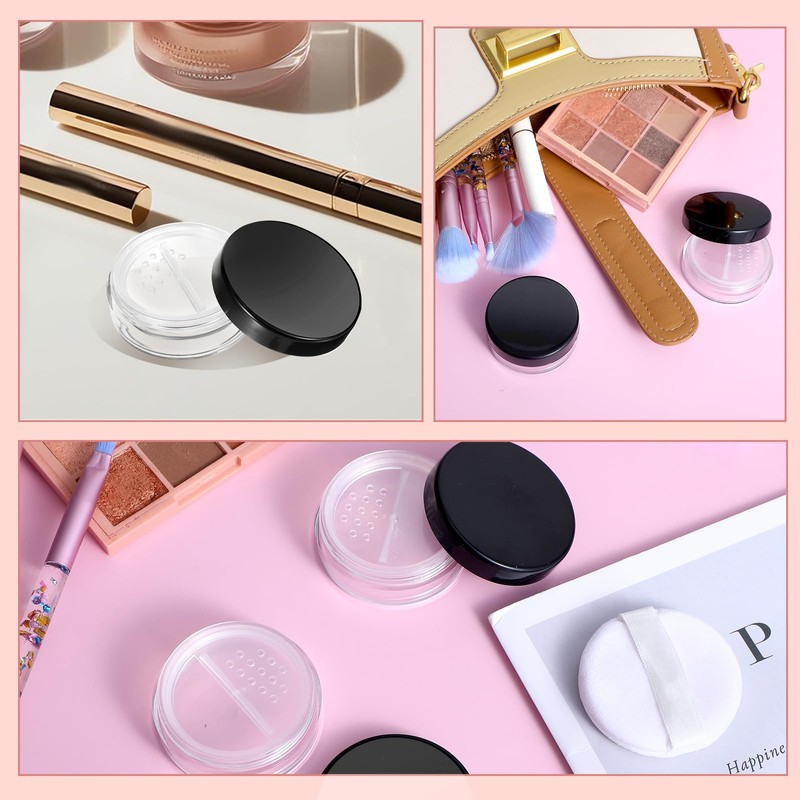 2pcs 10ml/0.34oz Plastic Empty Travel Small Loose Powder Compact Refillable