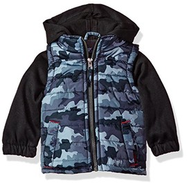 iXtreme Baby Boys Inf Camo Print Vest W/Fleece Hood&Sleeve, Grey, 18M