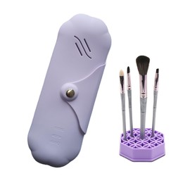 CATCH ON Silicone Makeup Brush Holder Travel Cosmetic Pouch Bag Make Up Brush Case with Anti-Fall Out Mag. Closure (Purple)