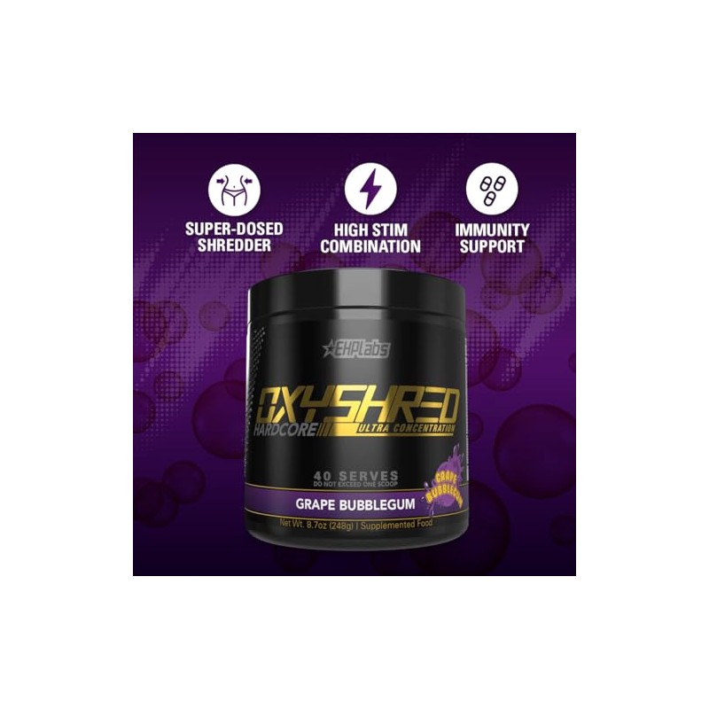 EHPlabs OxyShred Hardcore Polvo termogénico para preentrenamiento para triturar, polvo
