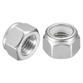 sourcing map 25Pcs 5/16"-24 Nylon Insert Hex Lock Nuts, 304 Stainless Steel Self-Locking Nylon Insert Stop Nut for Industrial Construction Fasteners, Silver&White