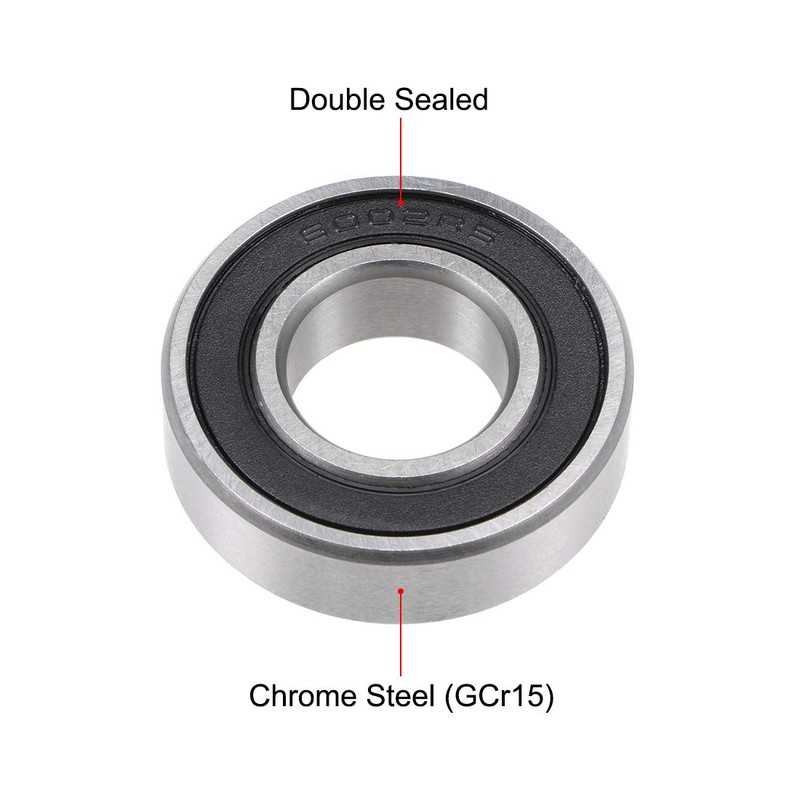 sourcing map Ball Bearing 6002-2RS Double Sealed ABEC-1 Deep Groove