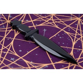 vuagmiv Obsidian Black Pentagram Athame, Altar Dagger for Wicca Supplies and Tools 6"
