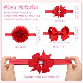 Yueshop 3pcs/Set Baby Kids Girls Bowknot Headband Toddler Elastic Hair Band Headwear Bow for Newborn Infant Toddlers (Red)