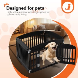 HealSmart 4 Panel 24" Plastic Dog Playpen, Folding & Portable Pet Playpen for Indoor & Outdoor Use, Safe & Secure Fence, Ideal for Small to Medium Dogs, Black