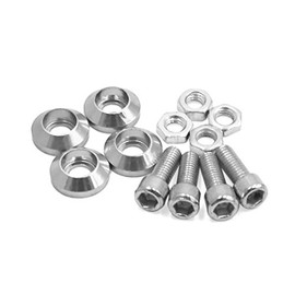 sourcing map Pack of 4 Silver Tone Motorcycle Windscreen License Plate M6 Bolt Screw DE DE DE