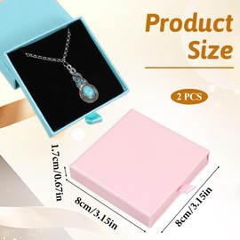 BOHUIZ Jewelry Gift Storage Boxes, 2 Pack 3.2x3.2x0.7 Inch Small Gift Boxes Cardboard Jewelry Boxes for Bracelets Earrings Ring Necklaces Jewelry Gift(Light Pink+Sky Blue)