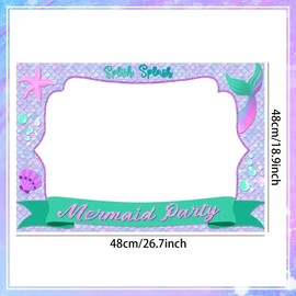 LaVenty Mermaid Party Decorations Mermaid Themed h Photo Booth Props Frame Summer Beach Photo Booth Props for Under The Sea Birthday Party Bridal Shower Baby Shower Supplies