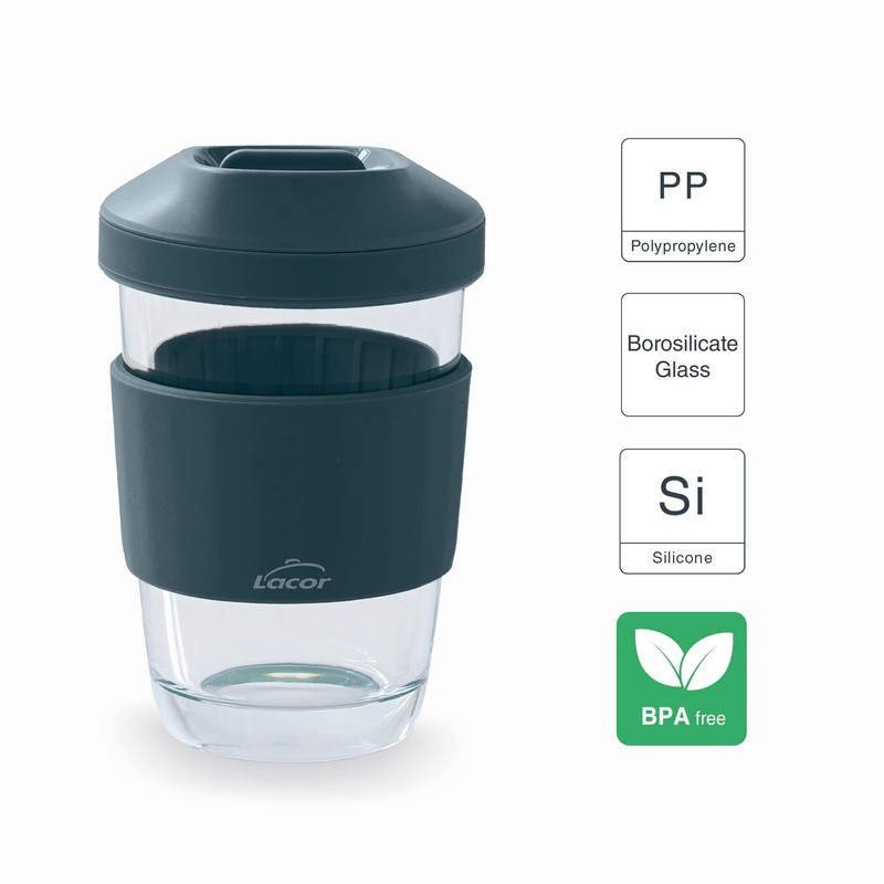LACOR - 63138 - Borosilicate glass with lid - non-slip