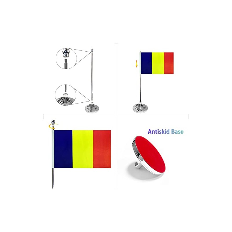 WXTWK 2 Pack Romania Flag Romanian Desk Flag Small Mini