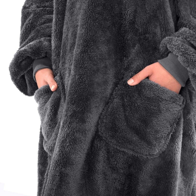 Snug Rug Wearable Blanket Hoodie Sherpa Fleece Adults Size Hooded