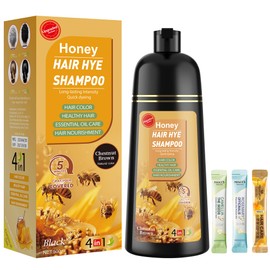 ZENITHGLO Chestnut Brown Hair Dye Shampoo 3 in 1 for Women & Men 100% Gray Hair Coverage - Herbal Ingredients Natural Plant Hair Color - Hair Dye in Minutes 17.6 Fl Oz