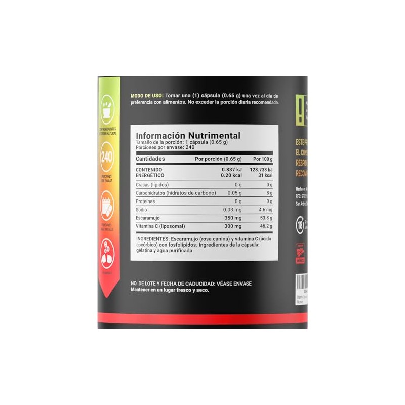 Life Vitamina Liposomal Escaramujo 240 Cápsulas