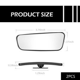 Bawkars 2 PCS Blind Spot Mirror, Framed Rectangular Adjustable Blind Spot Mirror, HD Glass and Convex Wide Angle Rearview Mirrors, Universal Adhesive Blindspot Mirrors for Most Cars (Black)