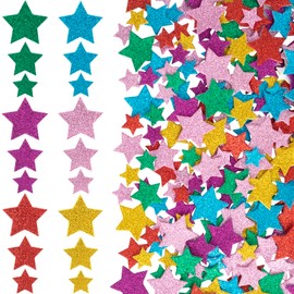 Mxxipp 180pcs Glitter Foam Star Stickers, Self-Adhesive Stars Decals, Sparkly Wall Stickers for Scrapbooks Greeting Cards Home Birthday Party Graduation Decoration