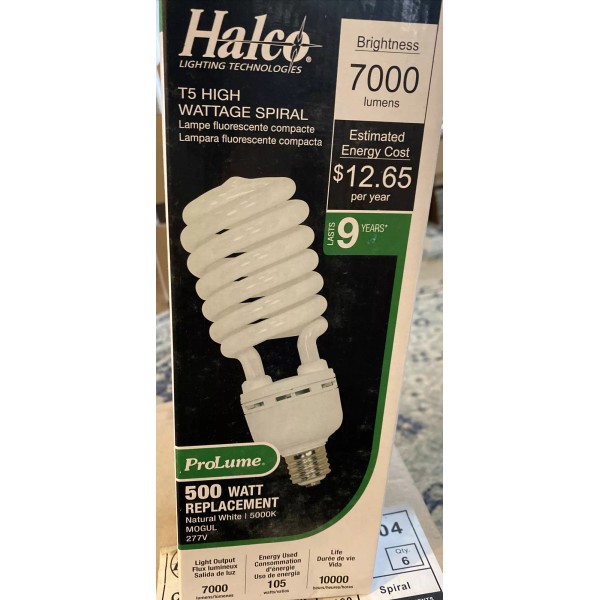 Halco T5 105 WATT Spiral 5000K MOGUL 277V Natural White