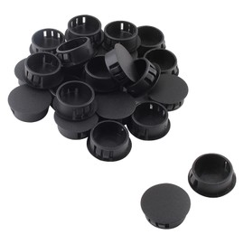 Jersvimc 25Pcs 3/4 Inch(19mm) Black Hole Plug Plastic Hole Cover, Round End Cap Flush Type Tube Insert, Pipe Post Panel Plug for Chair Furniture Glide Protectors