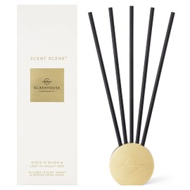Glasshouse Fragrances Kyoto In Bloom & Lost In Amalfi Scent Scene Duo, Refillable Liquidless Diffuser + 10 Stems, Perfume Scented Home Decor, Camellia & Lotus + Sea Scent