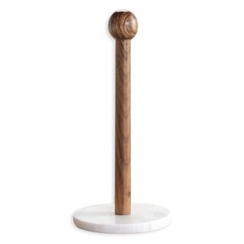100 North Wide Sturdy Base, Brown/White 14 x 6.5 Inches Marble/Wood Paper Towel Holder