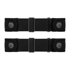 SANSTHS 2 Pack Elastic Belt for Men Women,2 Loops No Buckle Stretchy Side Belts Adjustable Invisible Belt for Jeans Pants (Black,M)