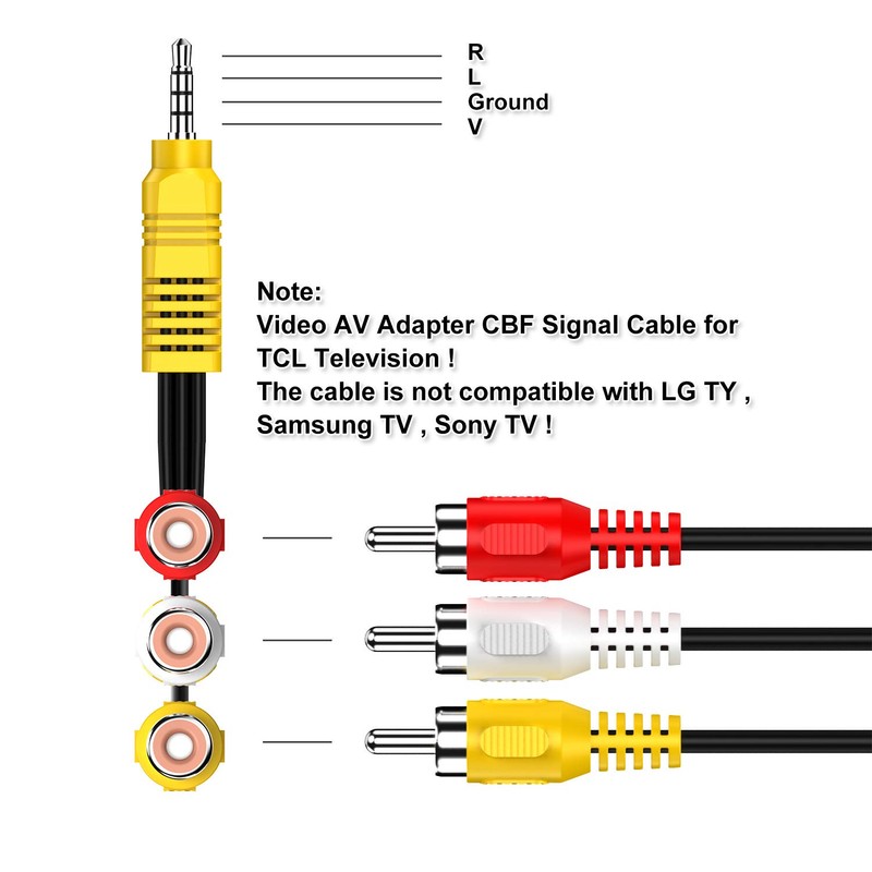 3.5MM to 3 RCA Cable ，Video AV Component Adapter Cable